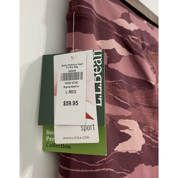 L.L. Bean Boundless Performance Leggings Women's L Capri Cropped Printed NEW - Picture 10 of 12